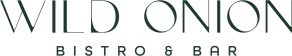 The image shows the text "Wild Onion Bistro & Bar" in a stylized font.